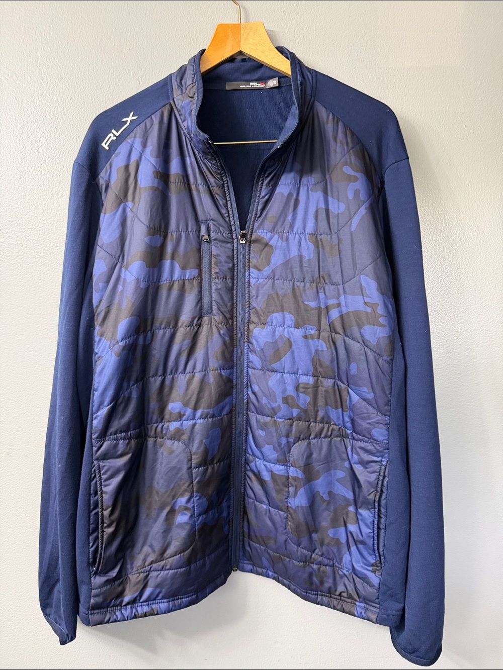 RLX Ralph Lauren Navy Blue Camouflage Quilted Performance Jacket xxl